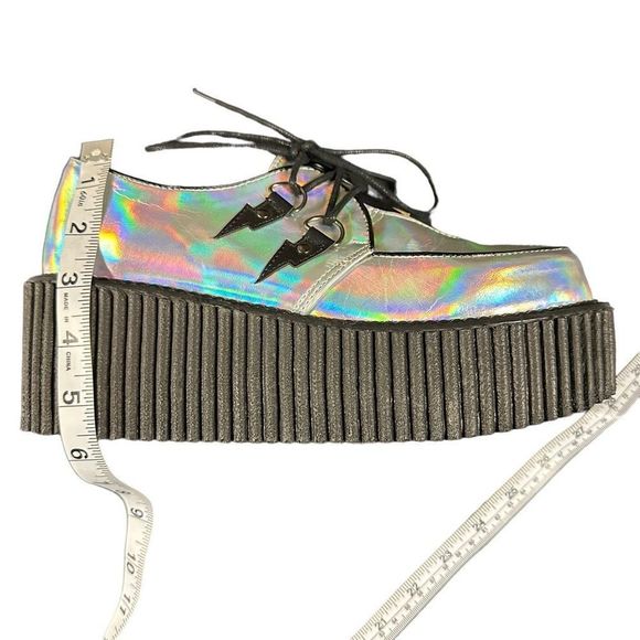 DEMONIA | Silver holographic lightning bolt platform creeper women’s shoes - Picture 11 of 14